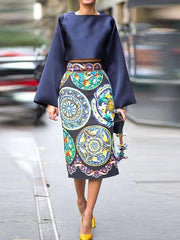Elegant Printed long sleeve bodycon dresses