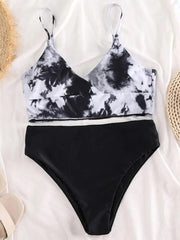 Women printed bikini two piceses v neck sexy swimwears
