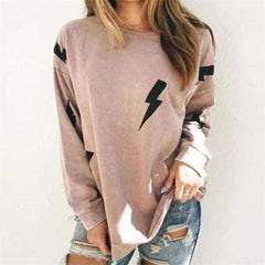 Casual Lightning print Round neck Long sleeve T-Shirts