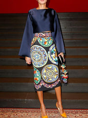 Elegant Printed long sleeve bodycon dresses