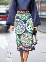Elegant Printed long sleeve bodycon dresses