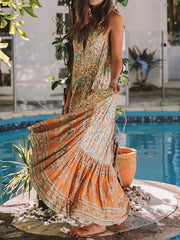 Bohemia Women Vacation Flower Printed Maxi Dresses