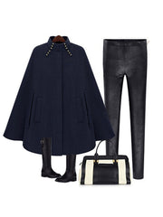 Woolen Medium Long Length Cape Coats For Woman