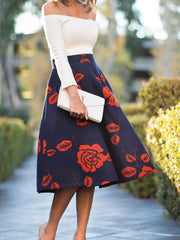 Woman Print Flory Customized Material Date Skirts