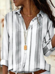Elegant stripe printed casual long sleeve blouses