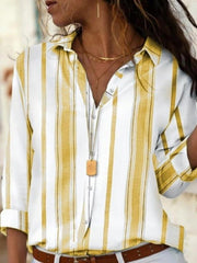 Elegant stripe printed casual long sleeve blouses