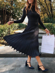 Elegant kint women long sleeve skater dresses