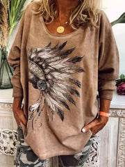 New printed round neck long sleeve T-shirts