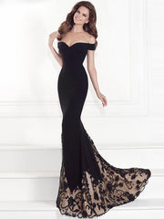 Sexy black Off shoulder frock gilt floor-length gown eveing dresses