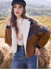 Fashion Casual Print Gored Long sleeve Wool Coats