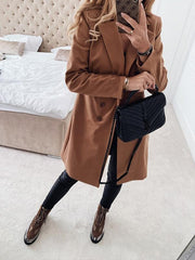 Big lapel long double-breasted long sleeve coats