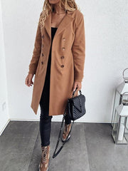 Big lapel long double-breasted long sleeve coats