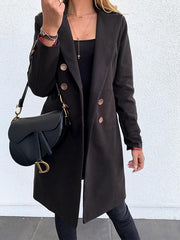Big lapel long double-breasted long sleeve coats