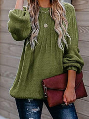 Fashion Pure Stripe Round neck Long sleeve Knit Sweaters