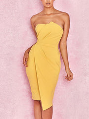 Strapless Backless Sexy Elegant Bodycon Medium Dress Evening Dress