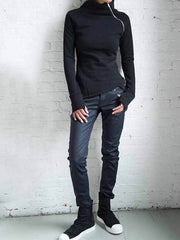 Women casual high neck zipper long sleeve sweatshirts tops