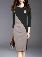Round Neck Colouring Elegant Bodycon Dress