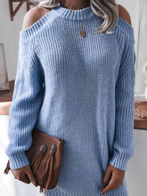 Loose Off Shoulder Long Sleeves sweater Shift Dresses