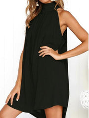 Crew Neck Plain Sleeveless Casual Dresses