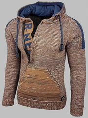 Melange Hooded Pullover Knit Sweater