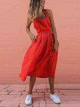 Sexy button backless Plain Women Skater Dresses