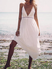 Split-joint Spaghetti-neck Backless Maxi Dress