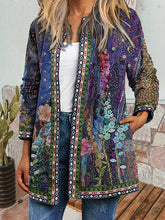 Women round neck long sleeve peinted lace Fall blazer Jackets