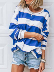 Loose Round Neck Striped T-shirt