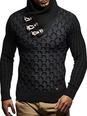 Mens Fashion Casual Stand Collar Button Up Sweater