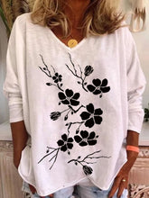 Cotton Long Sleeve Printed V Neck Shirts & Tops