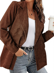 Plain Vintage Lapel Outerwear Jackets