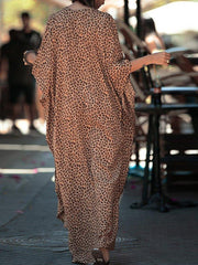 V Neck Leopard Print Boho Shift Dresses