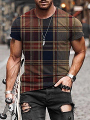 Men's Check Pattern Print T-shirt