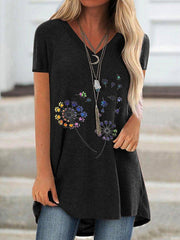 Casual Short Sleeve Printed Shirts & Tops
