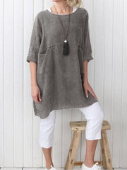 Vintage 3/4 Sleeve Solid Dresses