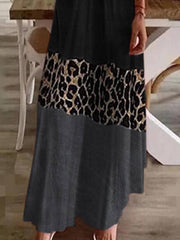 Sleeveless Leopard Print Shift V Neck Dresses