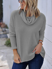 Solid Elegant Daily Woman High Collar Knit Casual Sweaters