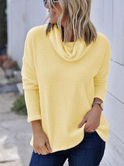 Solid Elegant Daily Woman High Collar Knit Casual Sweaters
