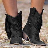 Women Plus Size Daily Faux Suede Tassel Zipper Boots