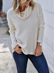 Solid Elegant Daily Woman High Collar Knit Casual Sweaters