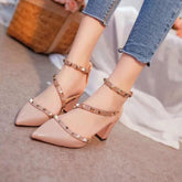Rivets Square Heels Fashion Pump