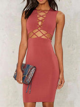Sexy Red Sleeveless Hollow Bandage Dress