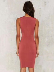 Sexy Red Sleeveless Hollow Bandage Dress