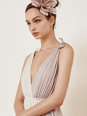Chiffon Asymmetric Split-joint Deep V-neck Maxi Dress