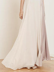 Chiffon Asymmetric Split-joint Deep V-neck Maxi Dress