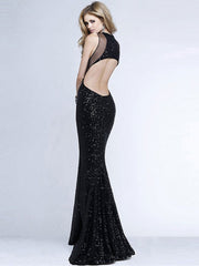 Evening Sequined See-through Backless Mermaid Maxi Dress