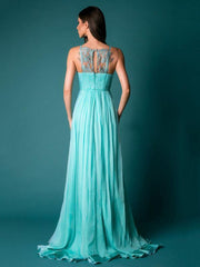 Backless Split-joint Floor Evening Dress
