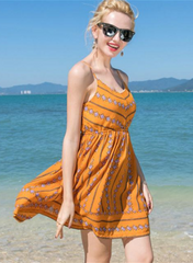Chiffon Floral-Print Beach Mini Dress