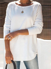 Crew Neck Solid Casual Shirts & Tops