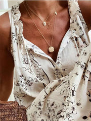 Casual Loose Floral print V neck Sleeveless Maxi Dresses